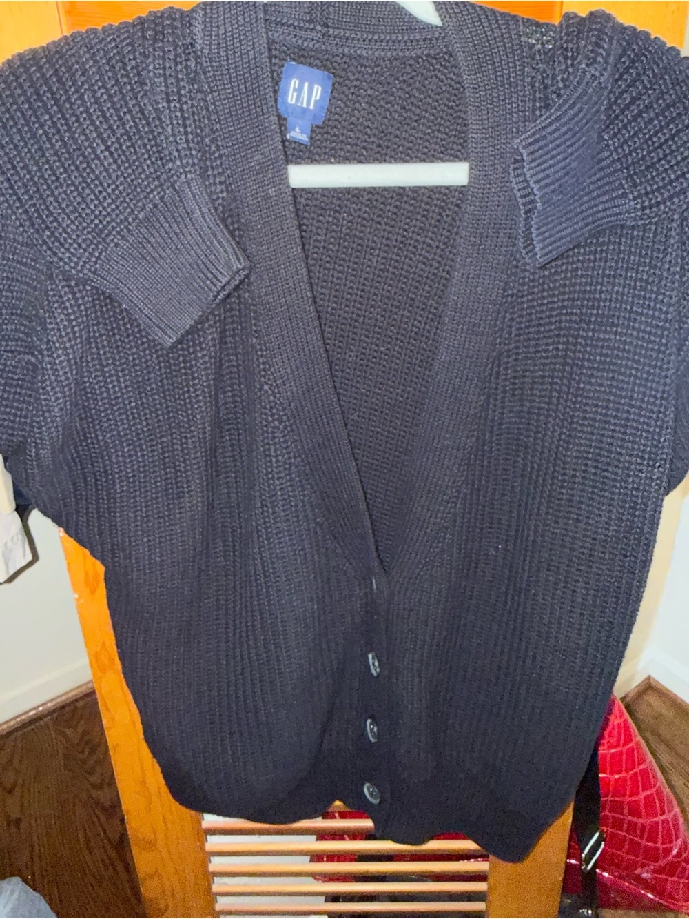 GAP Black Chunky Knit Button-Front Cardigan